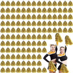 Leyndo front view of gold pom pom bundle showing shiny team-ready props