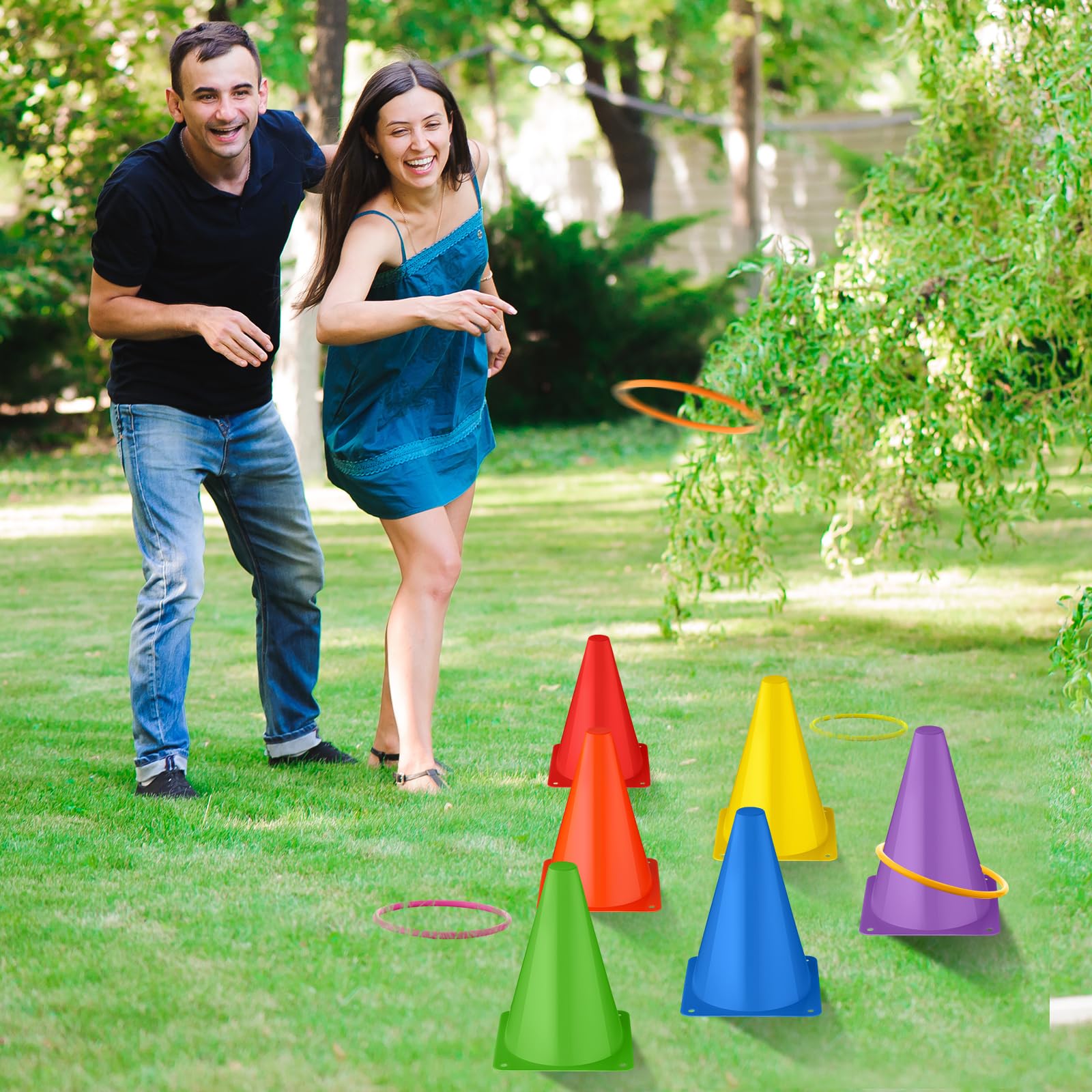 Leyndo stacked cones and rings packed neatly for easy transport