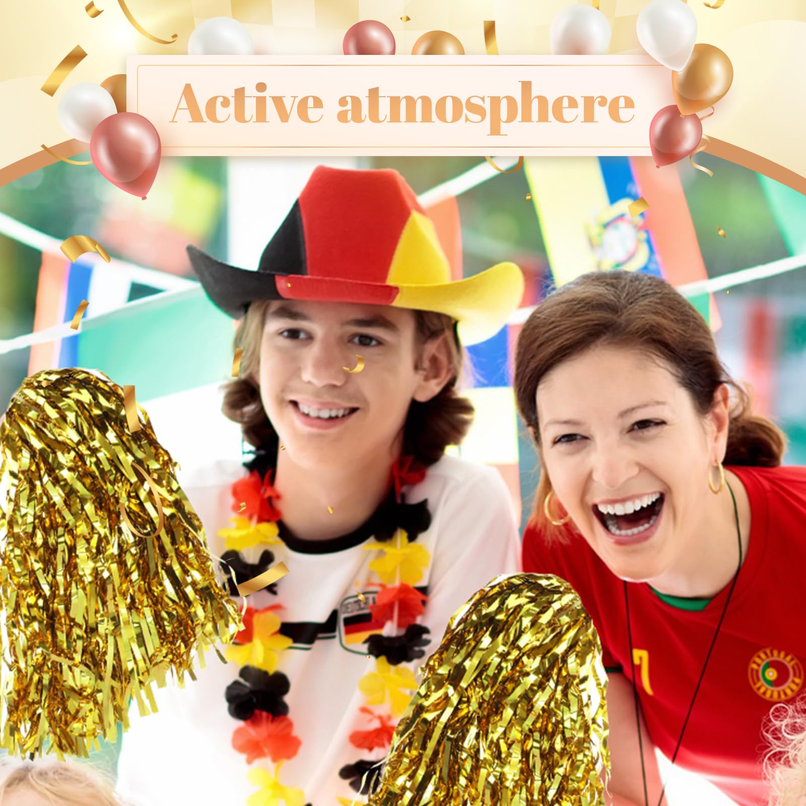 Leyndo cheer squad using gold pom poms to amplify team visibility