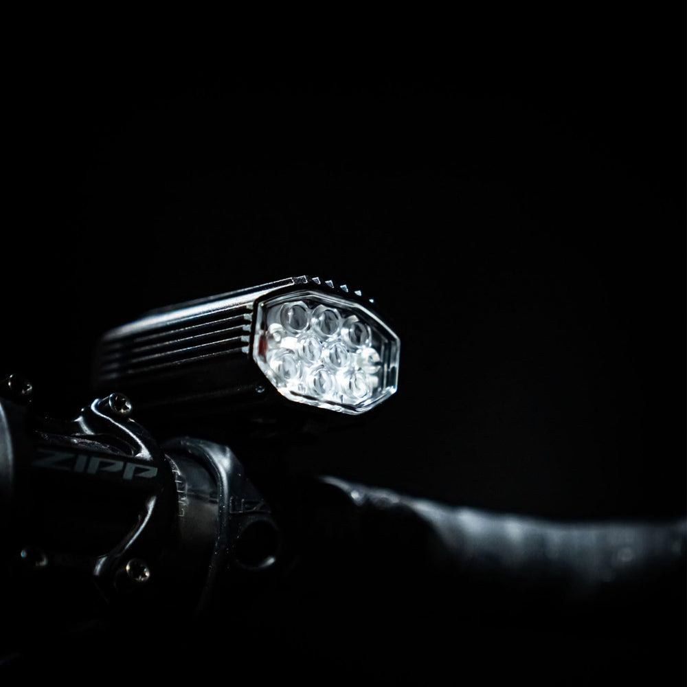 LEZYNE mounted on bike at night showing clear trail visibility for safety