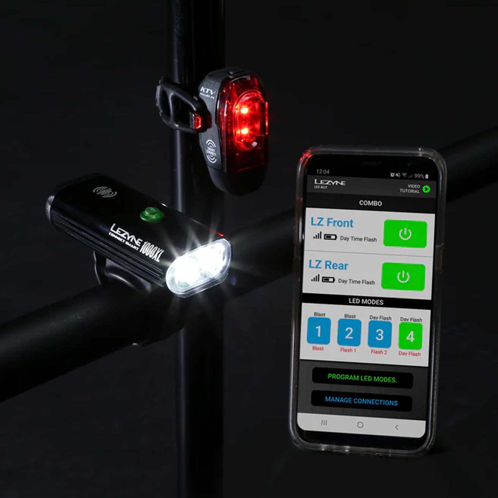 LEZYNE lights illuminated in rain proving water-resistant reliability