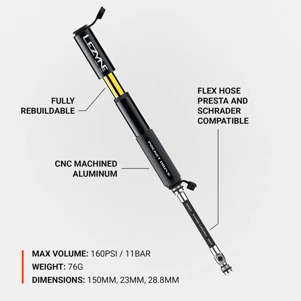LEZYNE Pocket Drive HP in jersey pocket illustrating pocket-friendly, lightweight carry