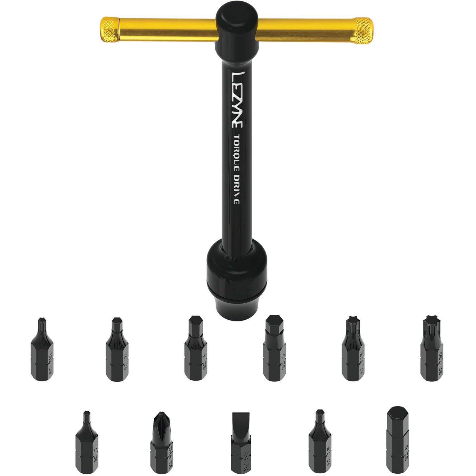 LEZYNE torque Drive bits laid out displaying included 11 hardened CRV bits