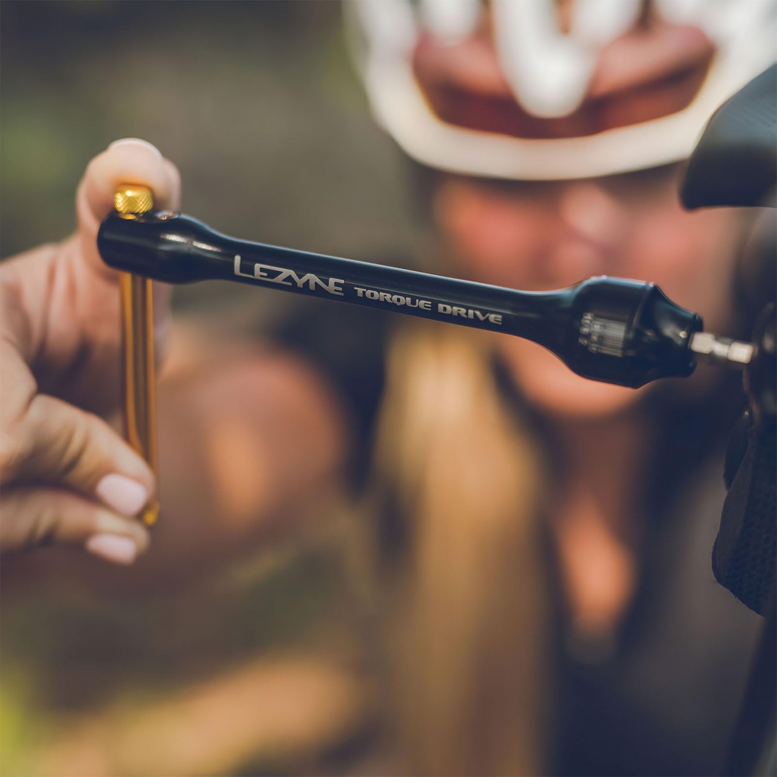 LEZYNE torque Drive being used on a stem bolt demonstrating safe tightening