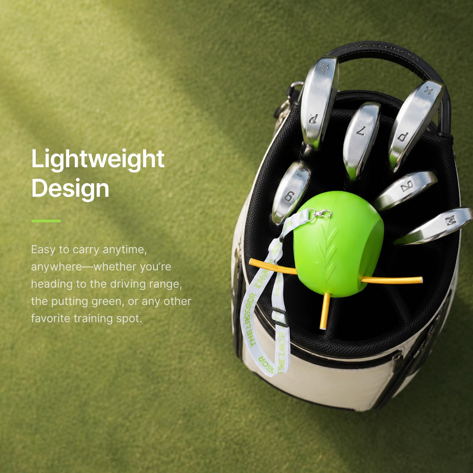 LI FITNESS size comparison next to golf ball showing compact scale