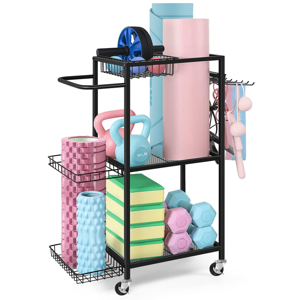 LIANTRAL front view of storage rack showing organized gym equipment and space-saving benefit