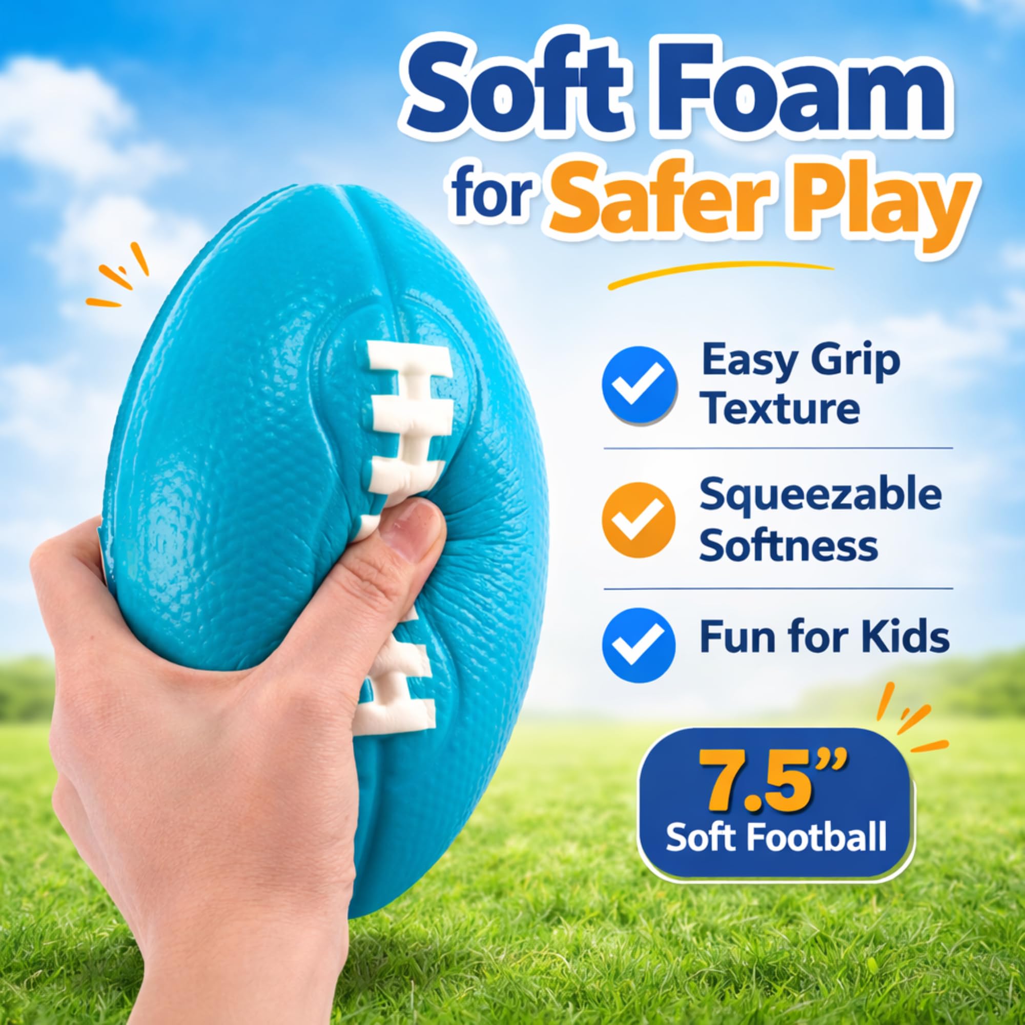 Liberty Imports child holding a football illustrating size and kid-friendly control