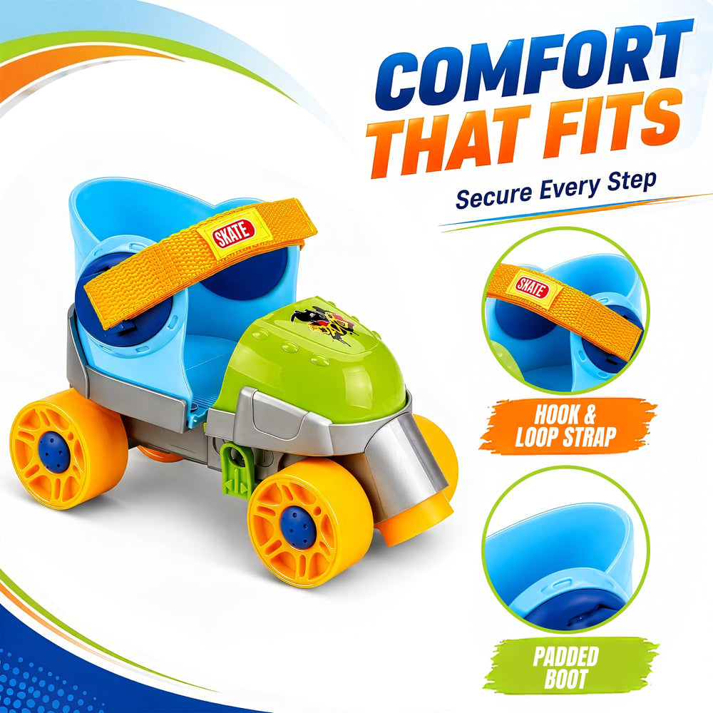 Liberty Imports child using skates in locked walking mode for safety