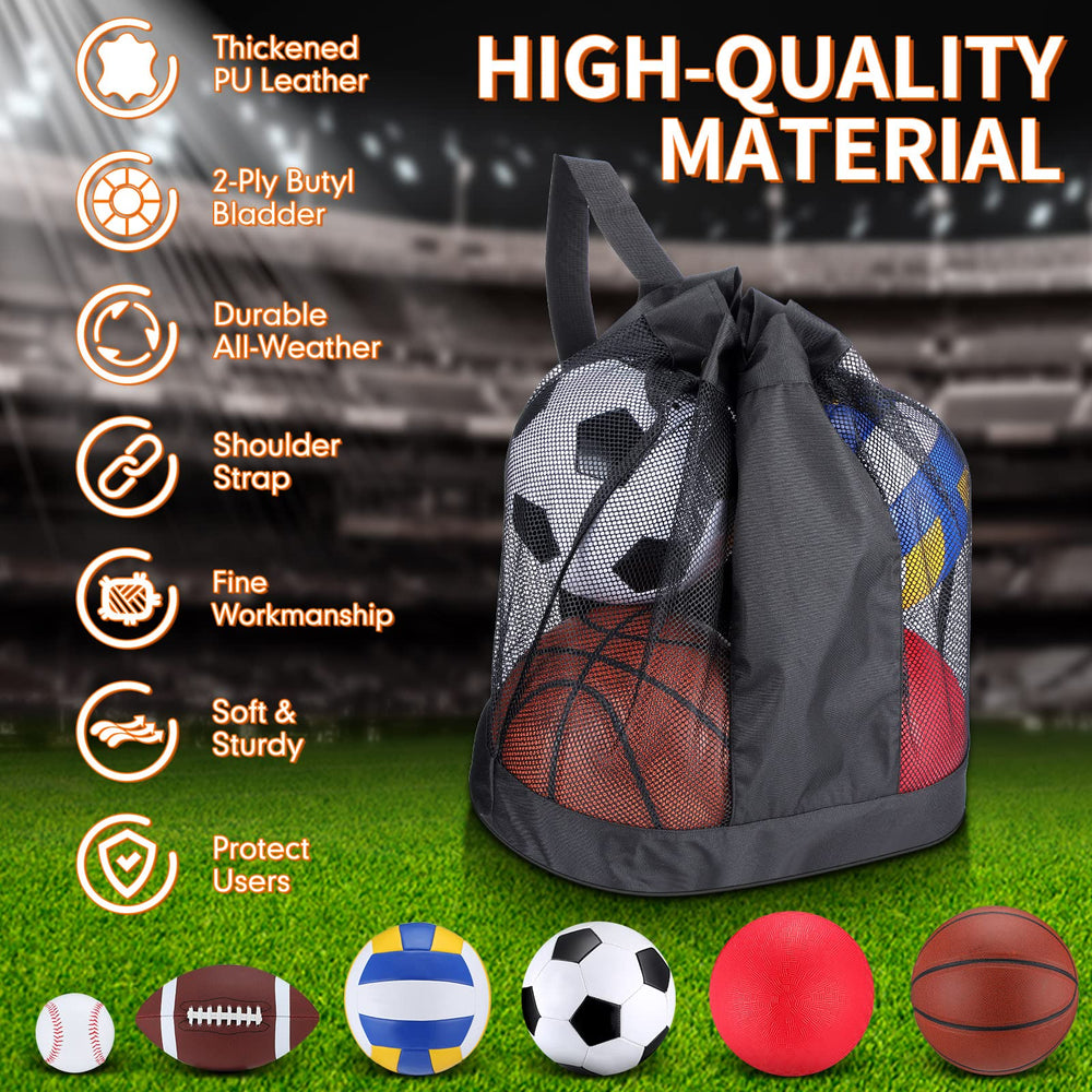 Libima sports balls packed inside mesh carry bag for quick transport to play
