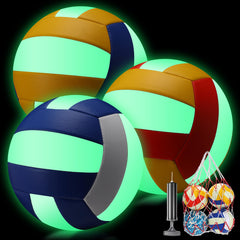 Libima front view of three volleyballs in mesh bag showing convenience