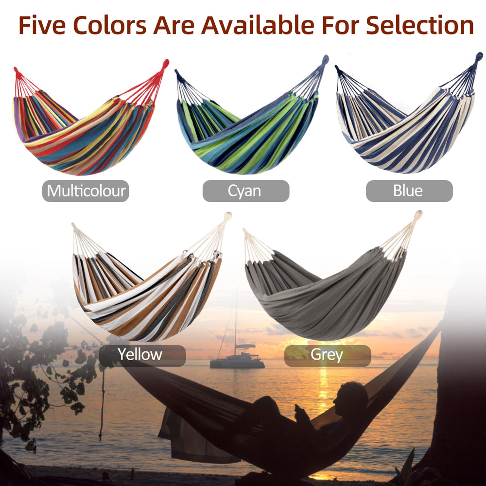 LIEVIM hammock set in backyard illustrating relaxation and versatile use benefit