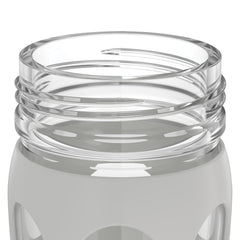 Lifefactory silicone sleeve texture detail, non-slip grip and impact protection benefit