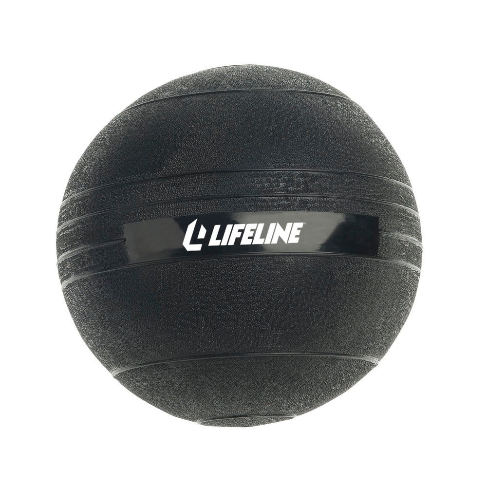 Lifeline 20 lb slam ball front view showing durable rubber shell and weight for power training