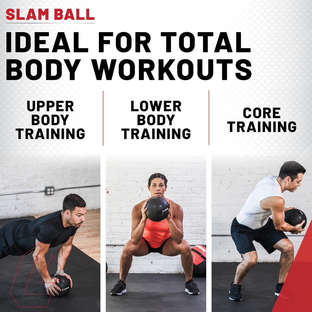 Lifeline slam ball in home gym setting illustrating compact storage and workout variety benefit