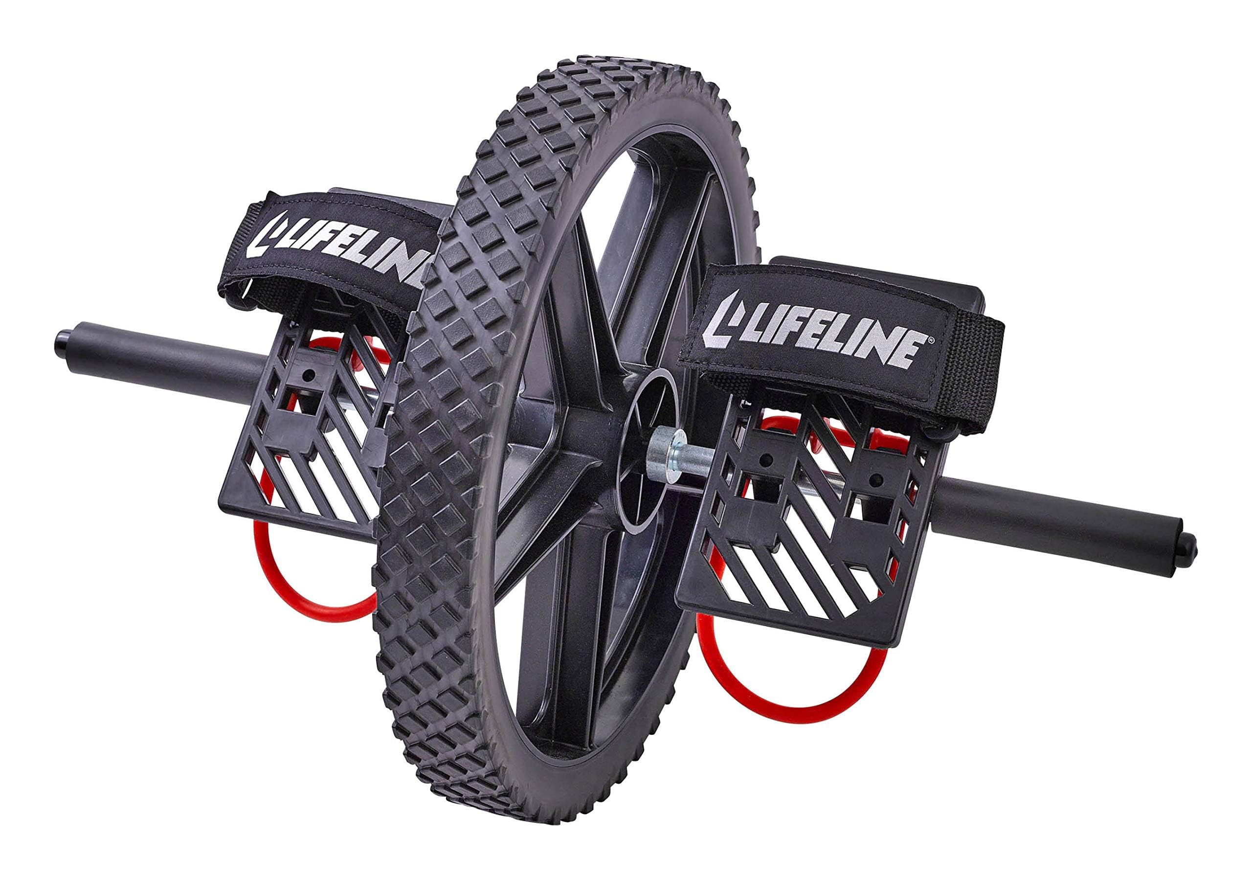 Lifeline Power Wheel front view showing wheel and grips, highlights versatility