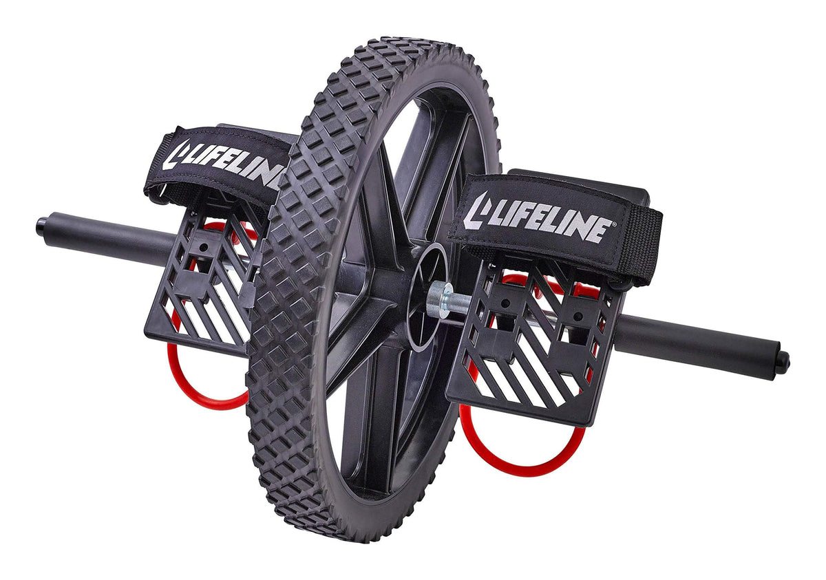 Lifeline Power Wheel front view showing wheel and grips, highlights versatility