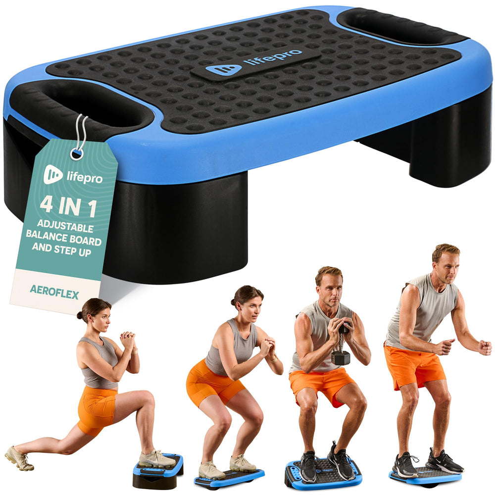 Lifepro front view of aerobic step platform showing stable base and height options for workouts