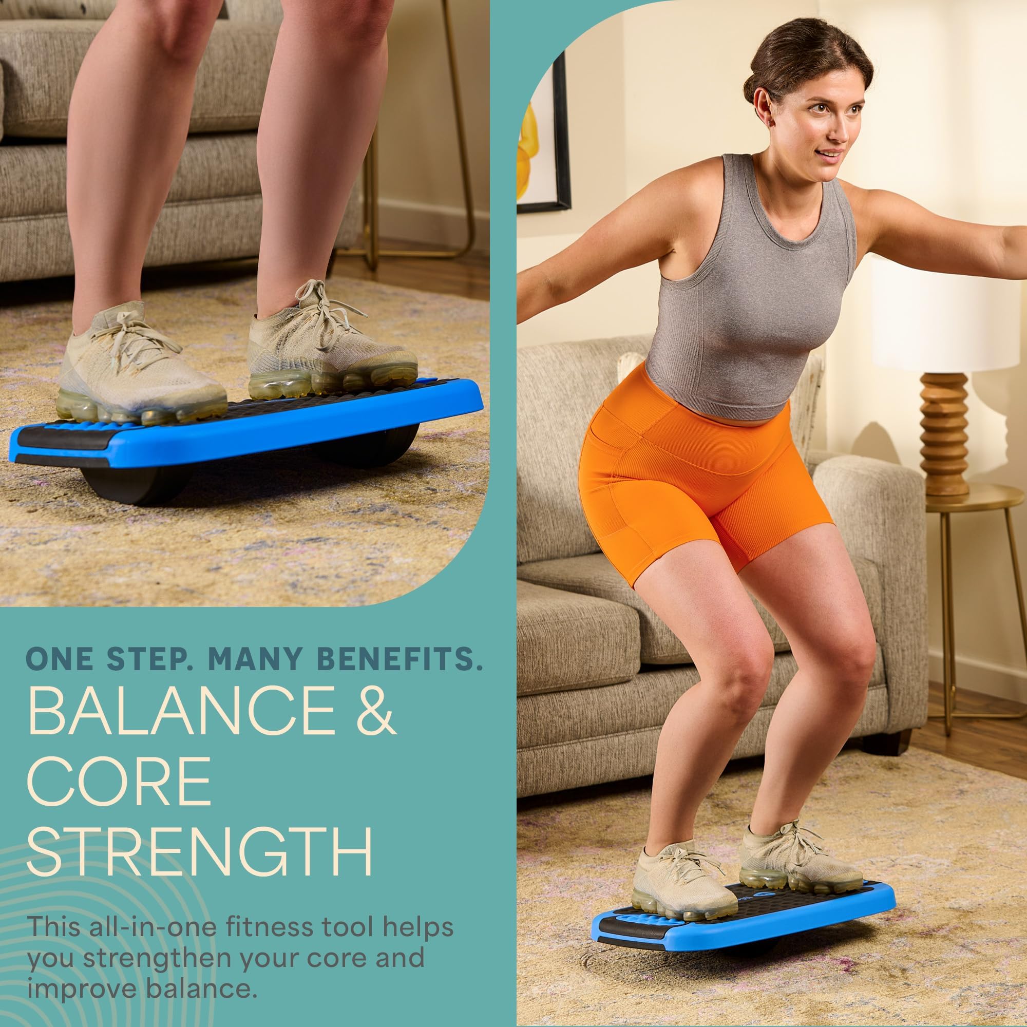 Lifepro detail of balance disks demonstrating four-way instability to improve core control
