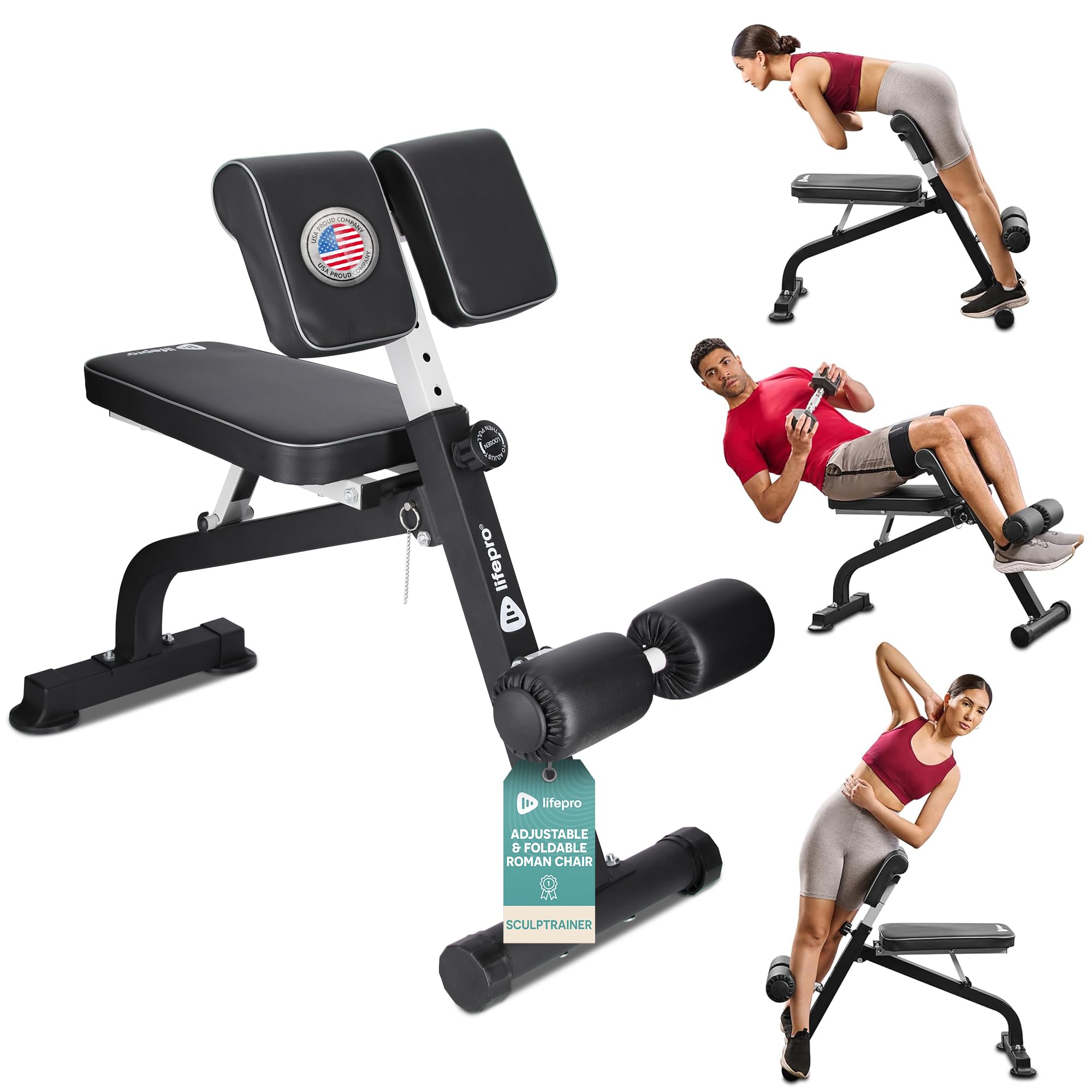 LifePro SculptTrainer front view showing full bench and compact layout for efficient workouts