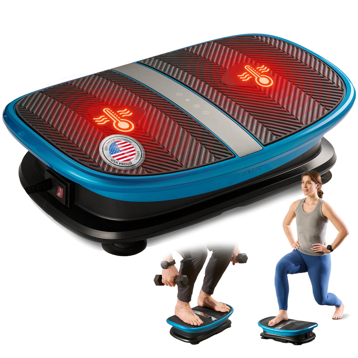 Lifepro front view of Vibra Voice Thermo showing compact platform and controls for easy storage