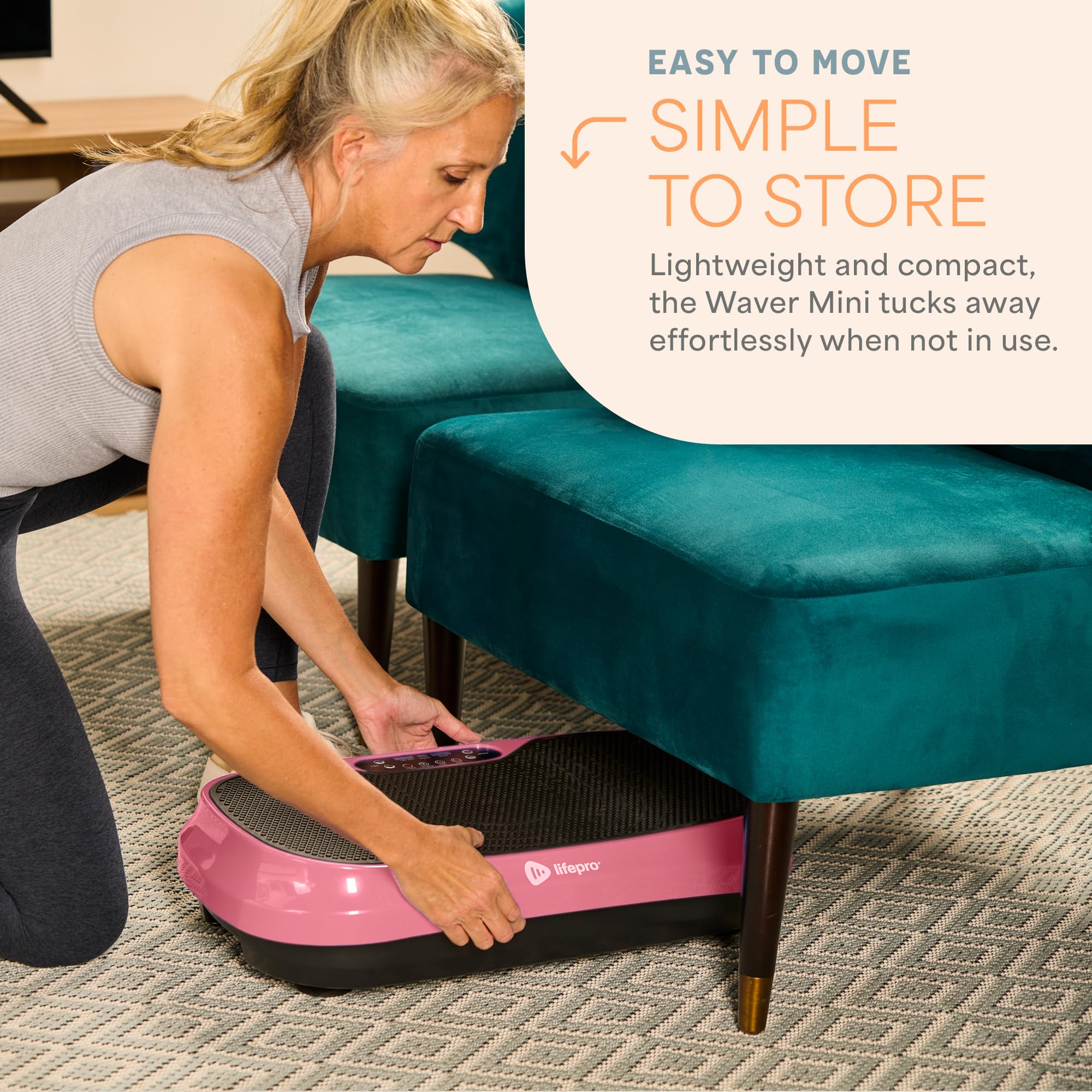 Person seated on Lifepro Waver Mini using bands for core and upper-body activation