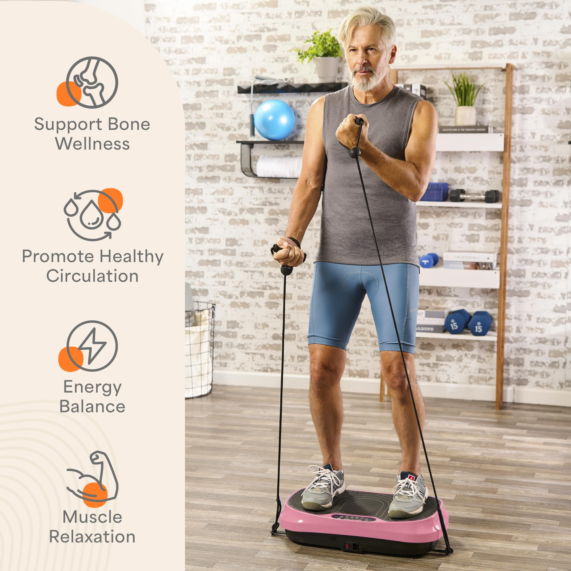 Lifepro Waver Mini with resistance bands in use to expand upper and lower body exercises