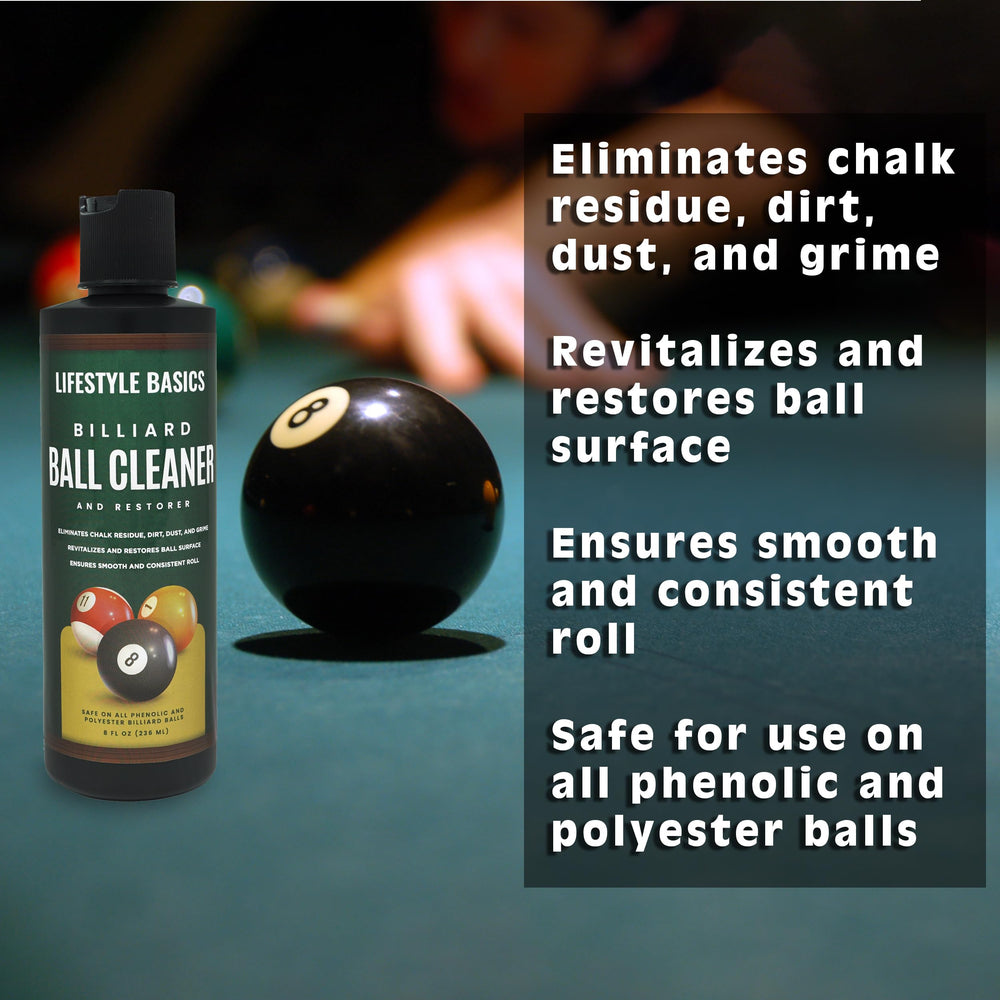Lifestyle Basics pool balls before and after cleaning showing restored shine benefit