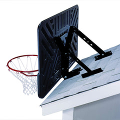 LIFETIME mounted on a 3.5-inch round pole illustrating stable hoop attachment and correct offset
