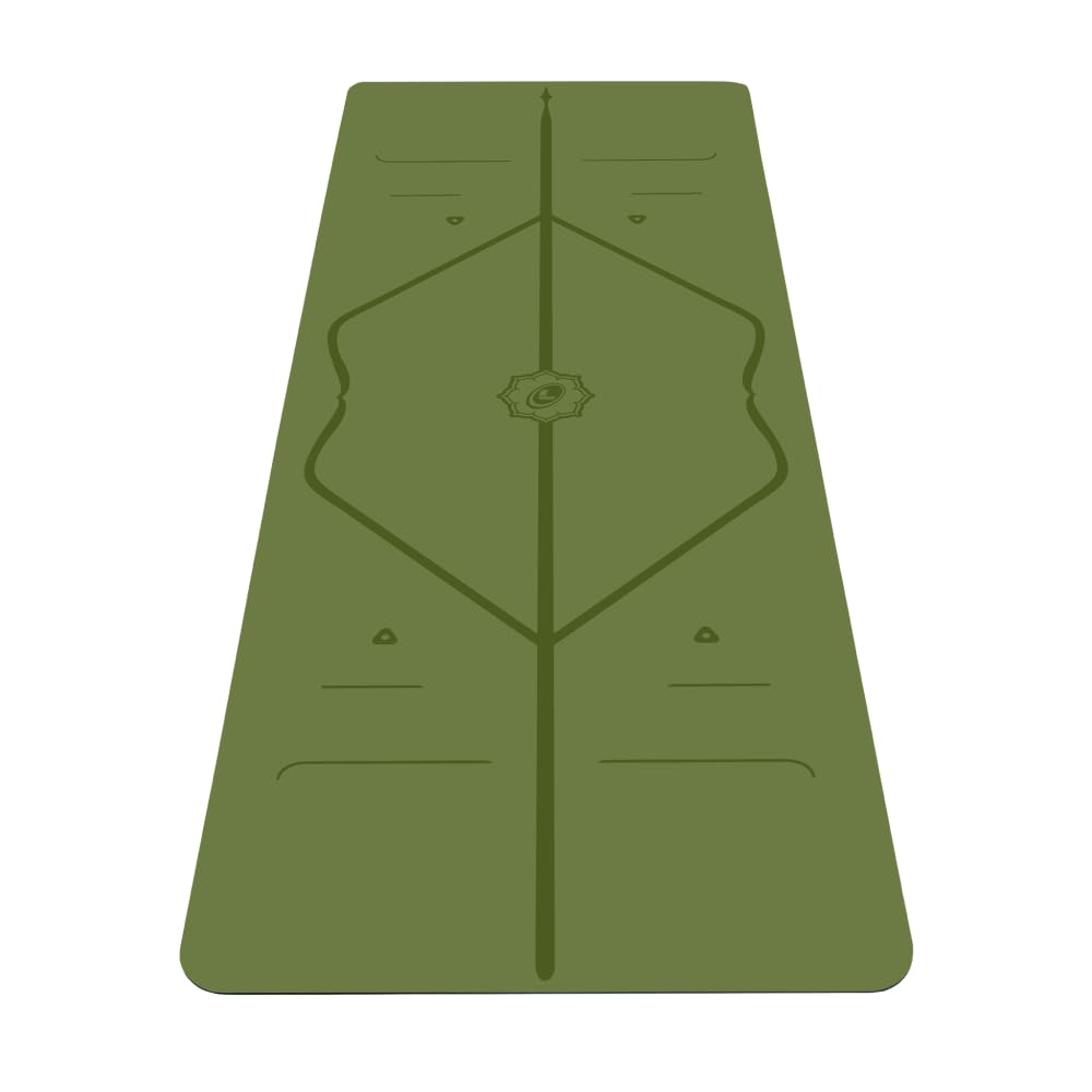 LIFORME front view olive mat showing full surface and shape for stable practice