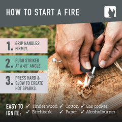 Light My Fire fire starter held in hand showing true size and portability