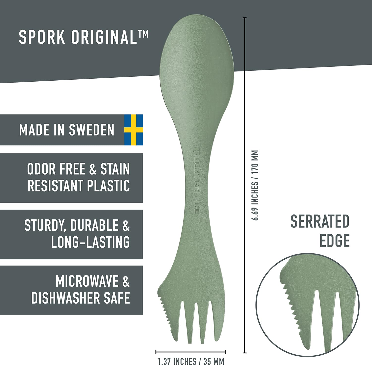 Light My Fire spork close-up of textured handle and rounded bowl for comfortable grip