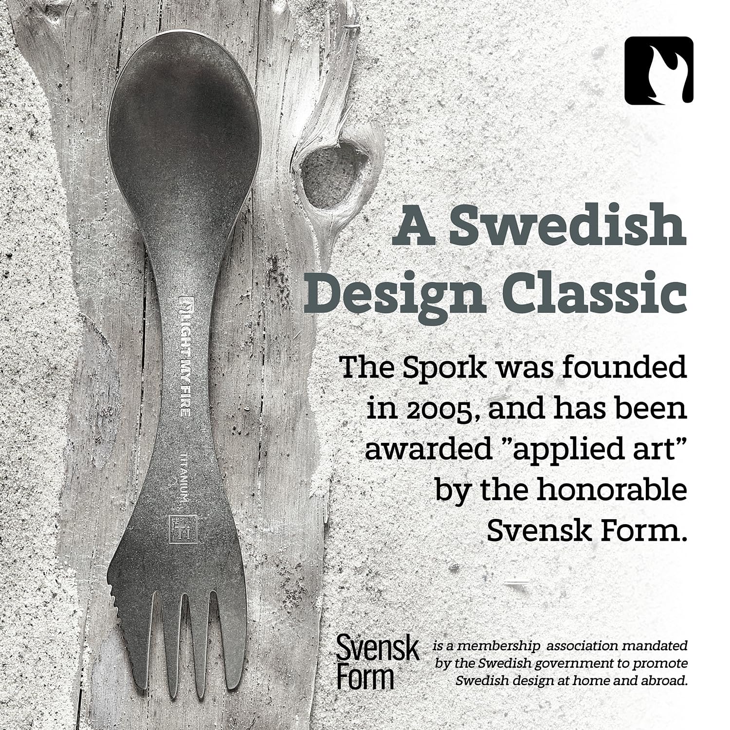 Light My Fire spork placed by camp stove demonstrating outdoor use convenience