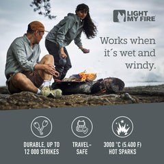Light My Fire built-in whistle and grip close-up for emergency signaling
