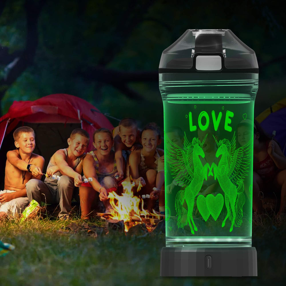Lightzz packaging showing bottle, LED base, manual and included accessories