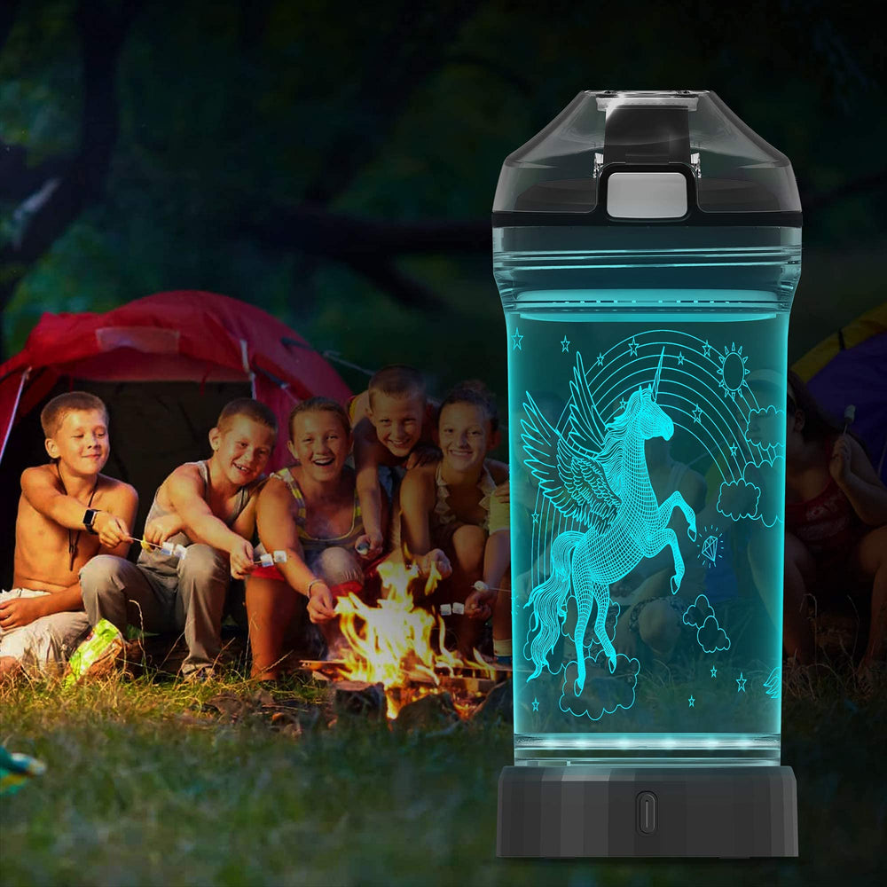 Lightzz bottle in backpack at school showing kid-friendly convenience