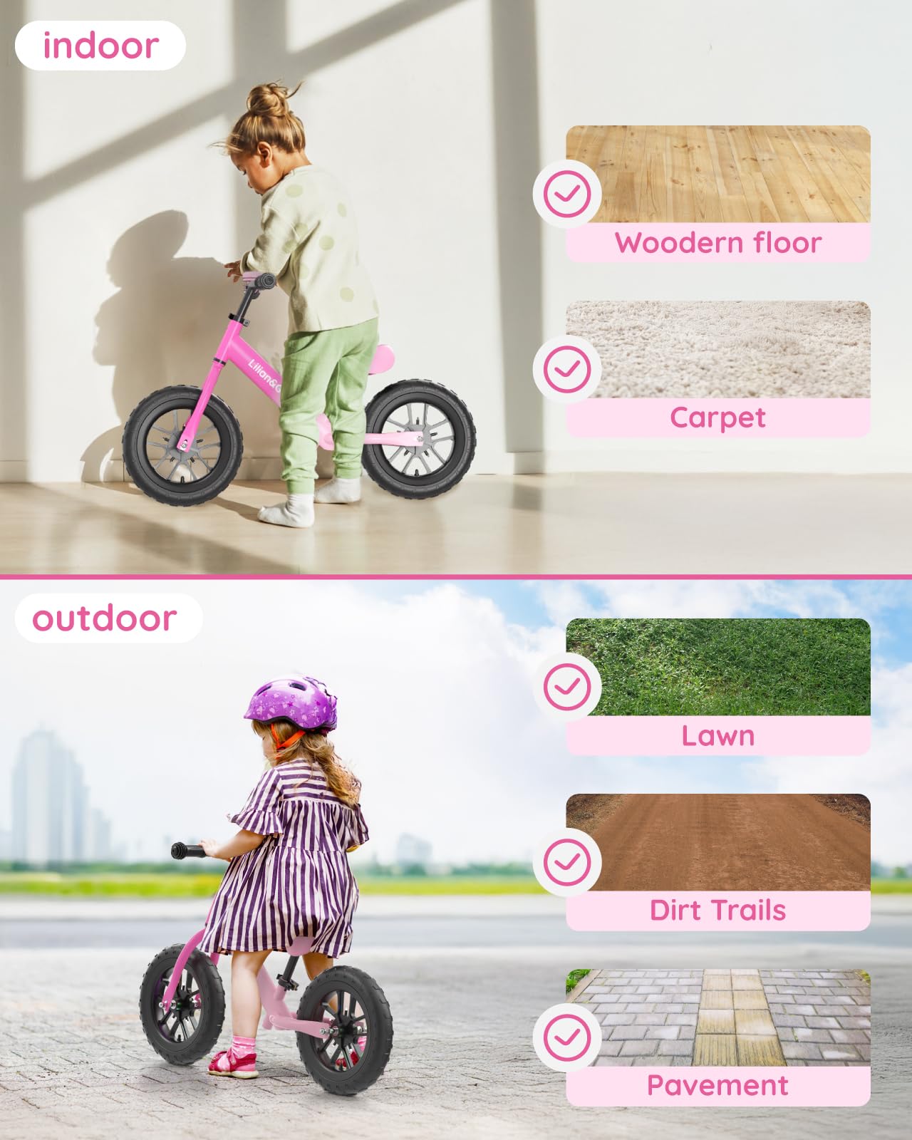 Lilian&Gema bike in park with child riding to show outdoor active play benefit