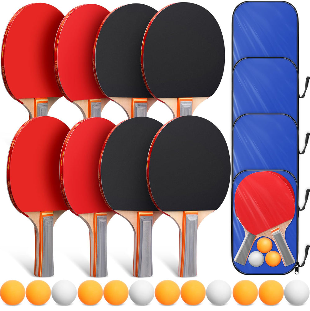 Liliful front view of set showing paddles balls and bags, convenient kit for families