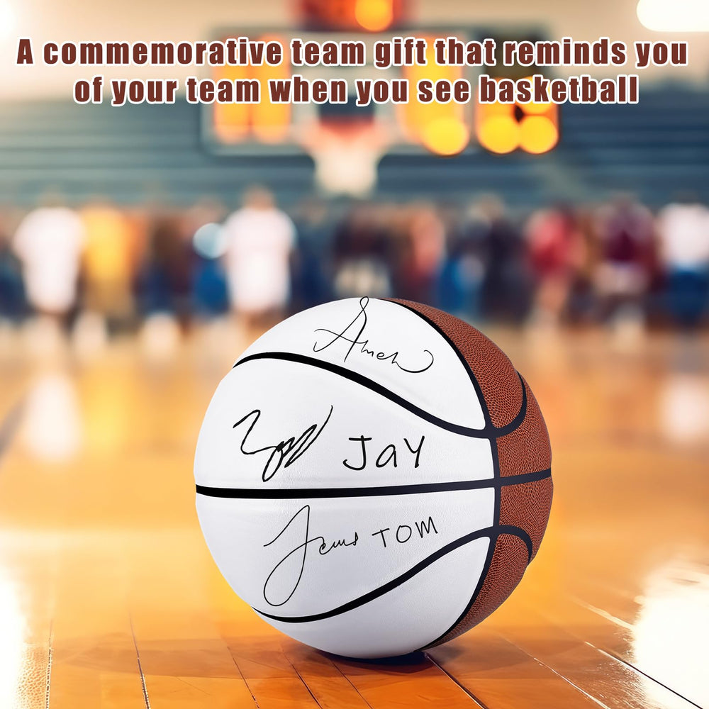 Liliful signed basketball on display at senior night, commemorating team memories and milestones