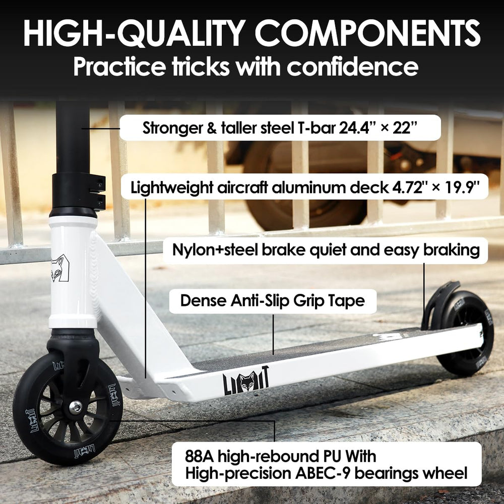 Limit scooter handlebars detail showing strong welds and comfortable grip