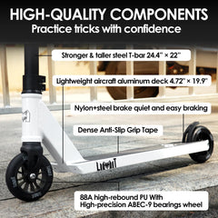 Limit scooter handlebars detail showing strong welds and comfortable grip