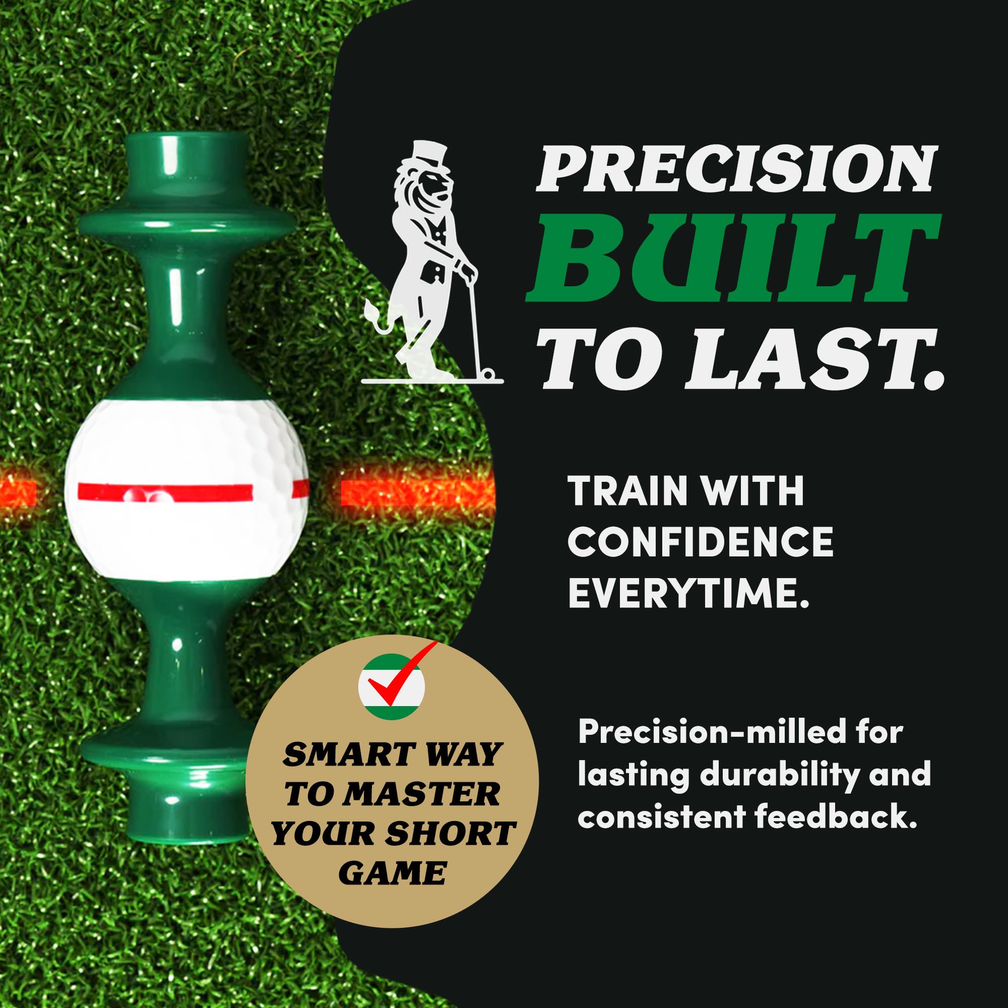 Line Lion tucked in a golf bag pocket showing portability and on-course practice