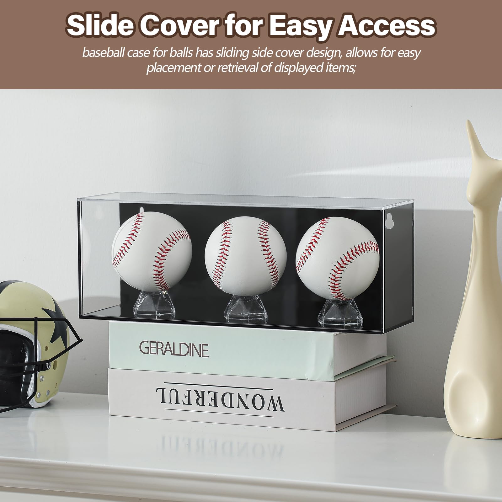 Lineshading display on shelf with collectibles enhancing room decor and organization