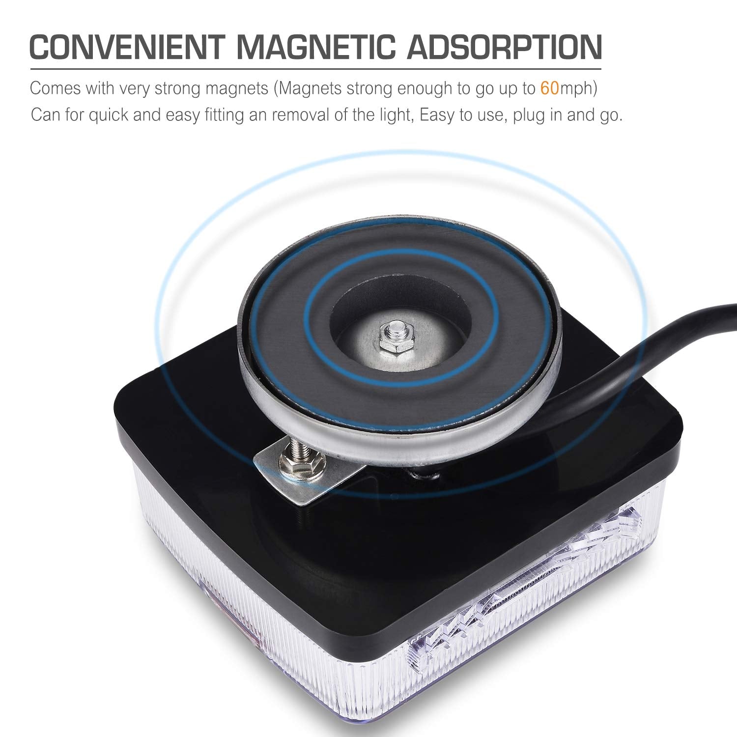 LINKITOM magnetic mount detail securing light to steel trailer frame