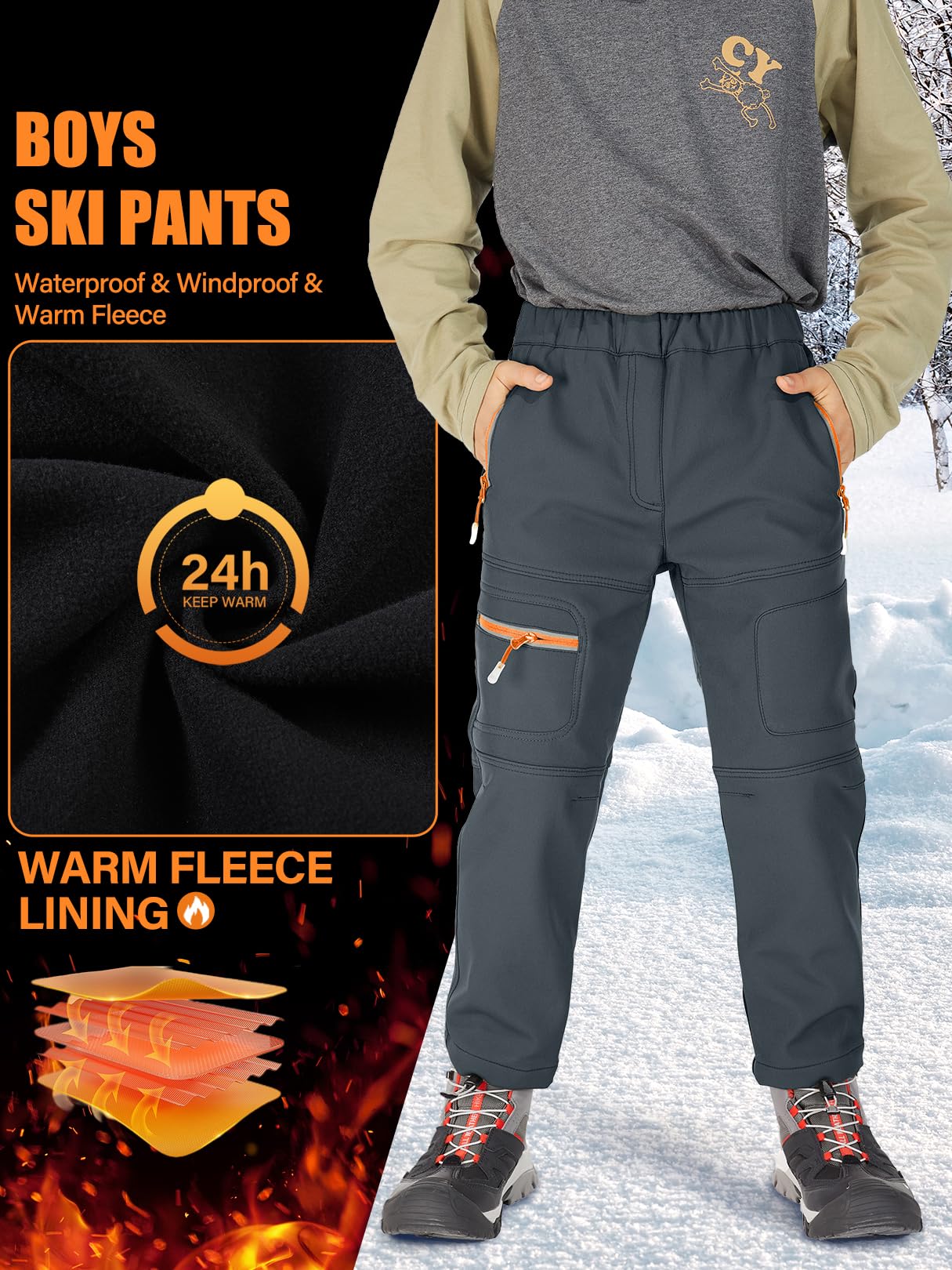 linlon back view displaying boot-fit hem and secure rear pockets for warmth