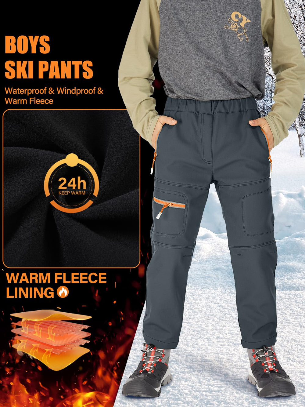 linlon back view displaying boot-fit hem and secure rear pockets for warmth