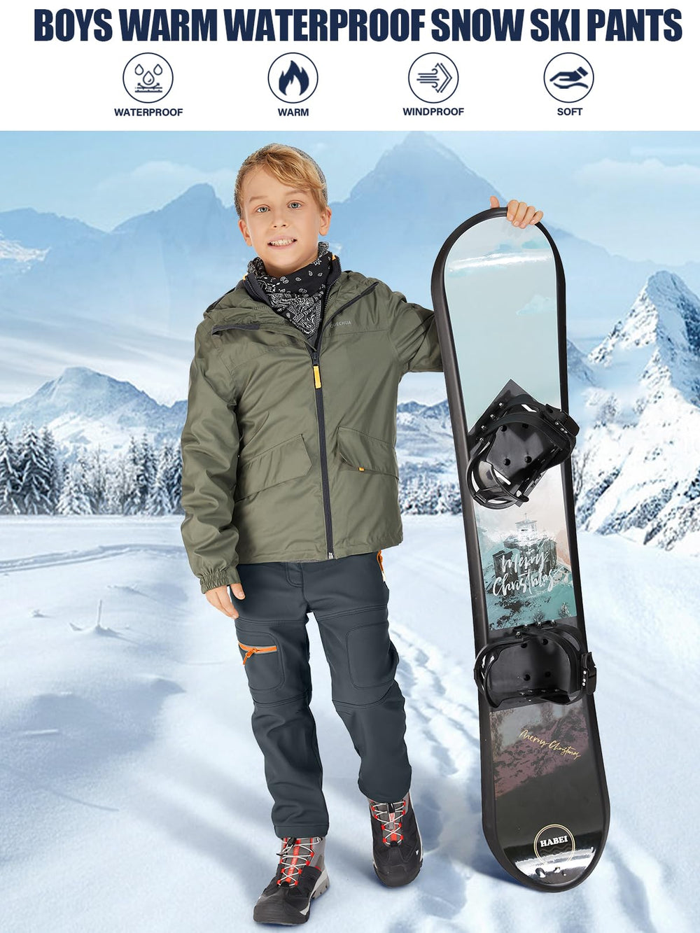 linlon kids skiing lifestyle image showing warmth and freedom of motion