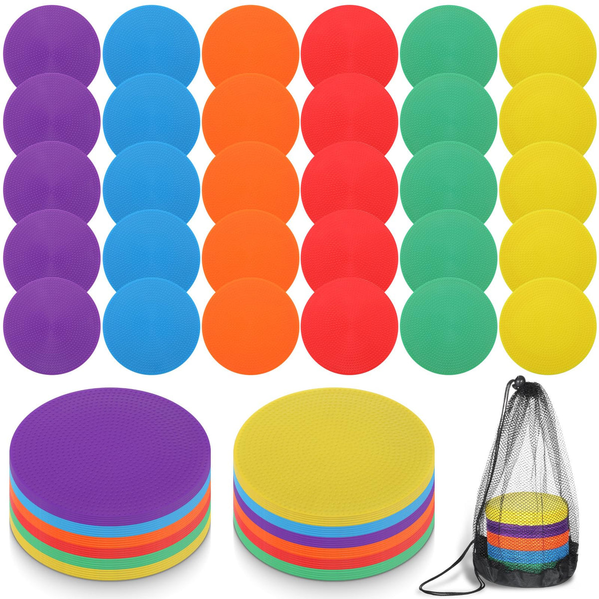 LIQWEI front view of 60 multicolor poly spots showing full set for fast setup