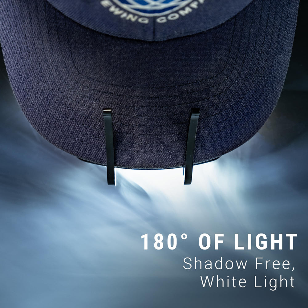 LitezAll attached to baseball cap providing broad hands-free illumination outdoors