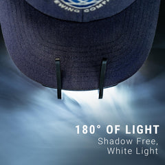 LitezAll attached to baseball cap providing broad hands-free illumination outdoors