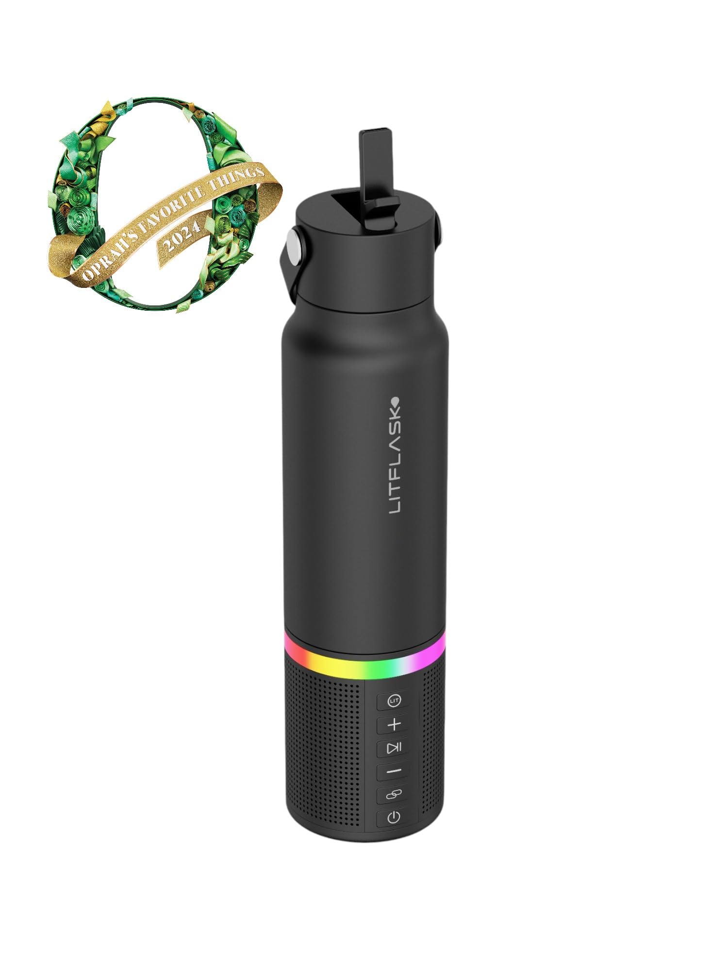 LitFlask speaker in use outdoors with clear sound and portable entertainment benefit
